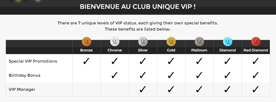 Unique Casino VIP en France Unique Casino VIP